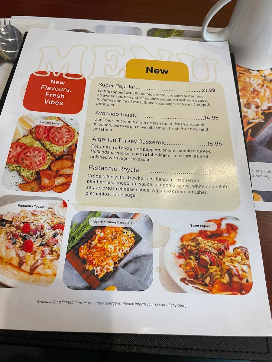 Menu, Coco Frutti Whitby
