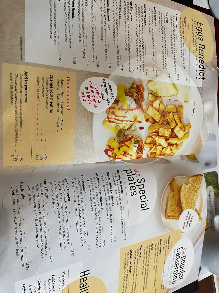 Menu, Coco Frutti Whitby
