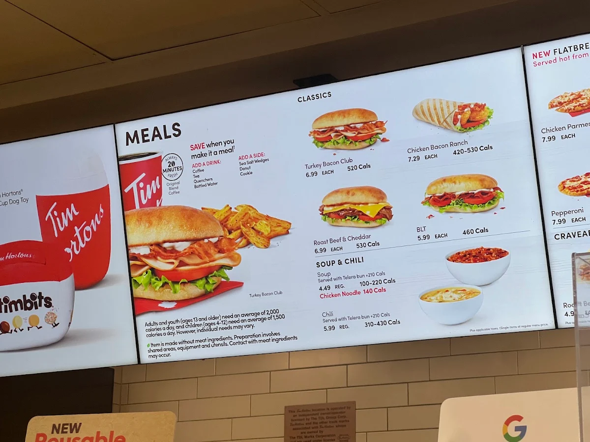 Menu, Tim Hortons
