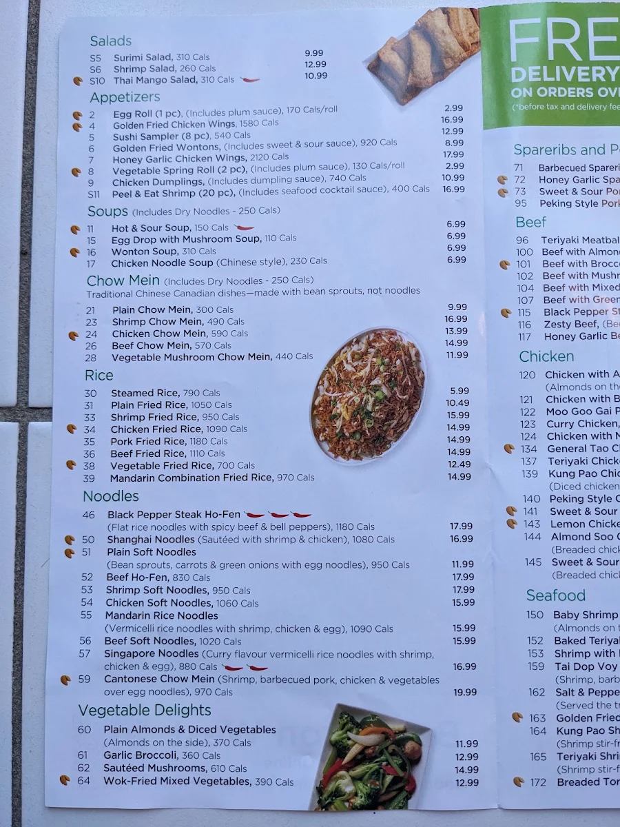 Menu, Mandarin Restaurant
