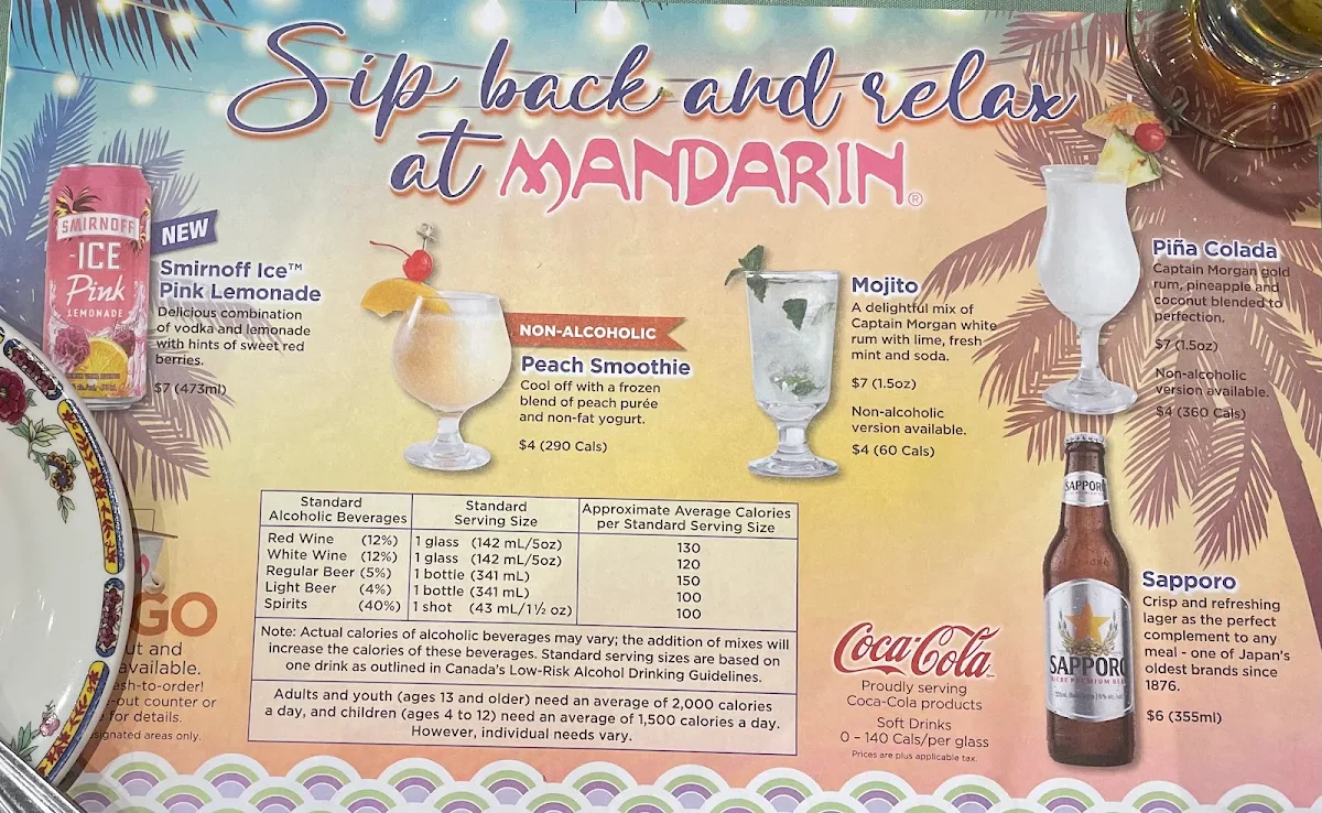 Menu, Mandarin Restaurant