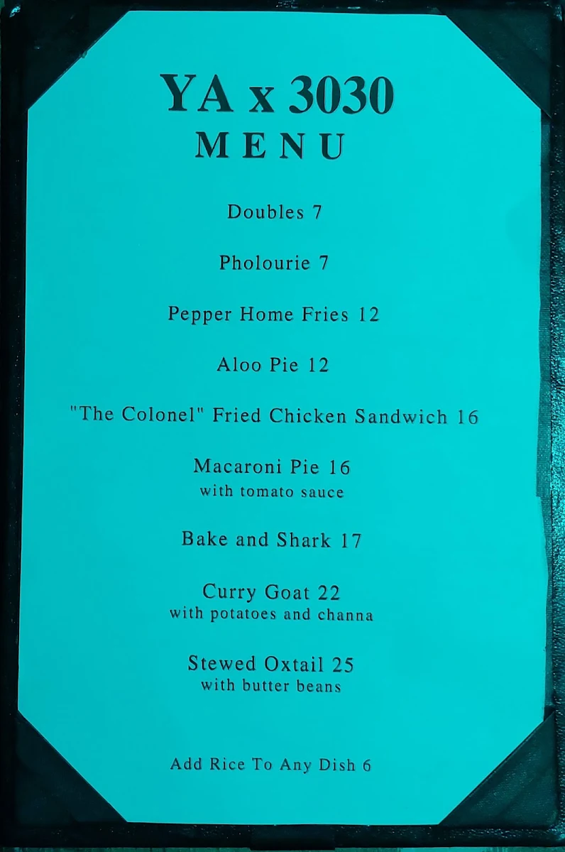Menu, 3030