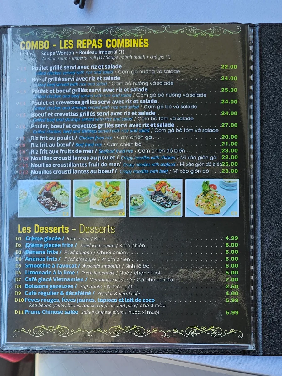 Menu, Restaurant Thanh Thảo