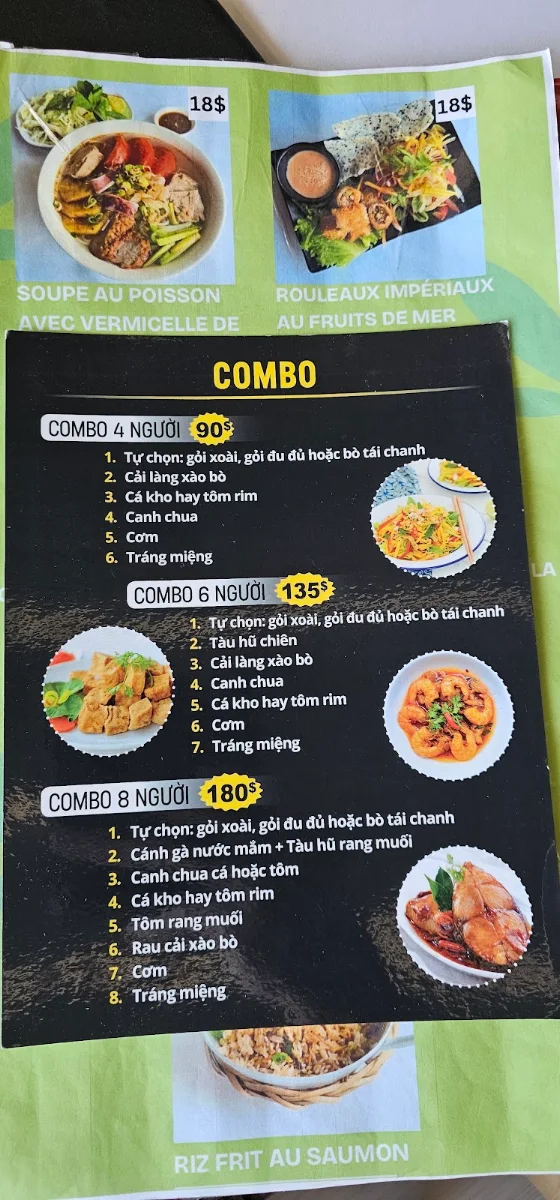 Menu, Restaurant Thanh Thảo