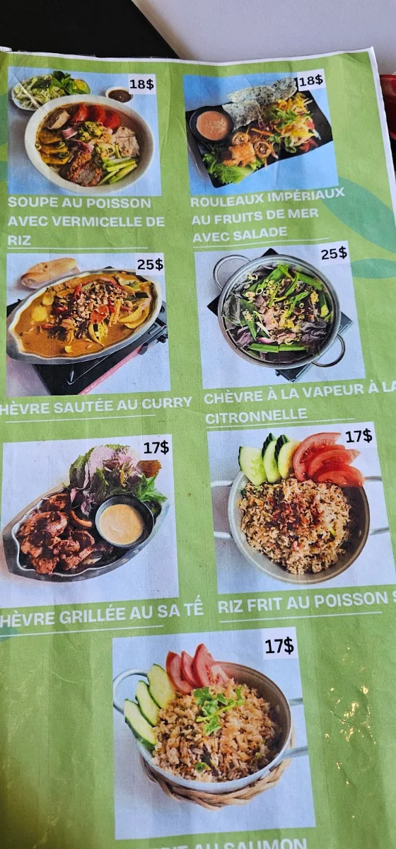 Menu, Restaurant Thanh Thảo