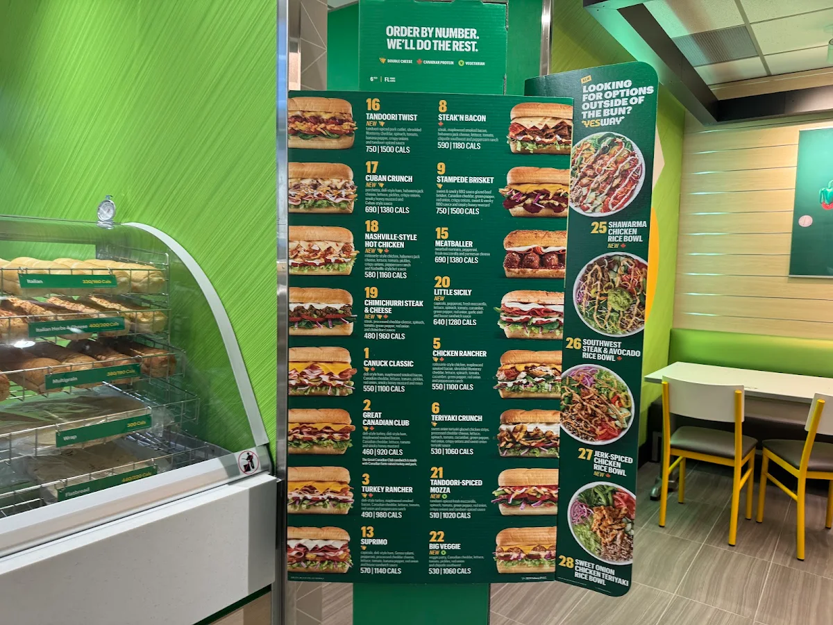Menu, Subway