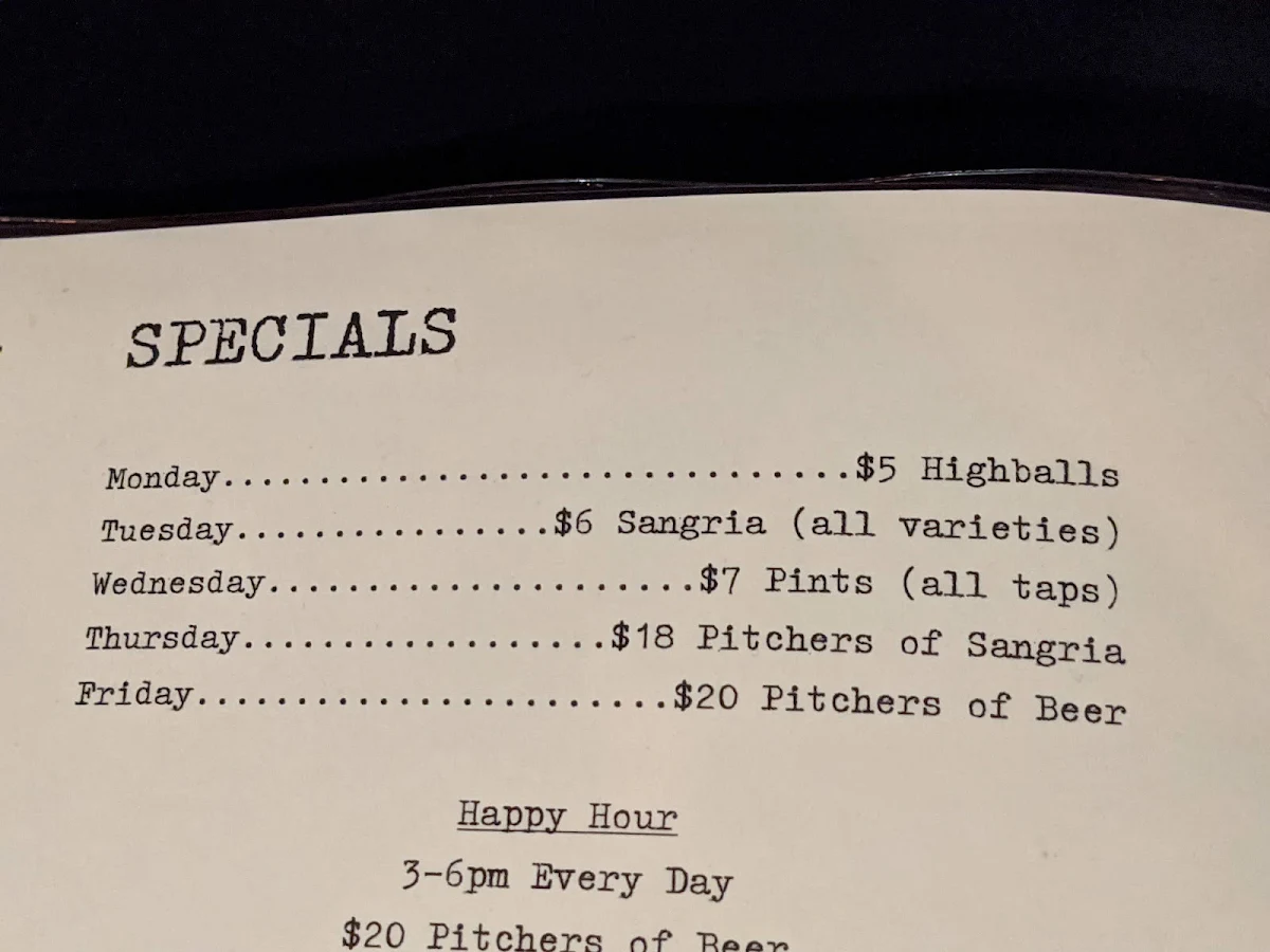 Menu, The Cure Kitchen + Bar