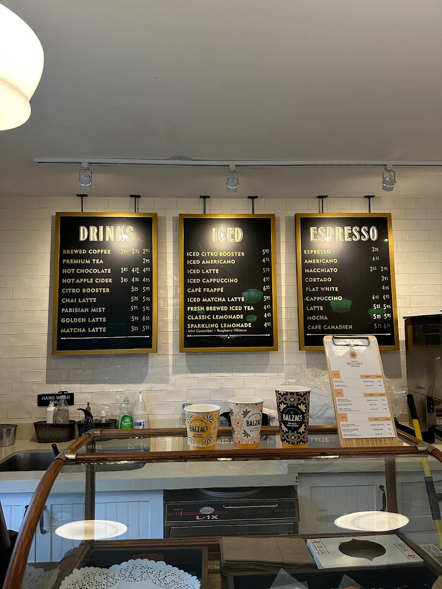 Menu, Balzac's Coffee Roasters