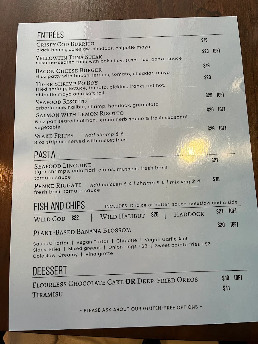 Menu, Off The Hook Fishbar