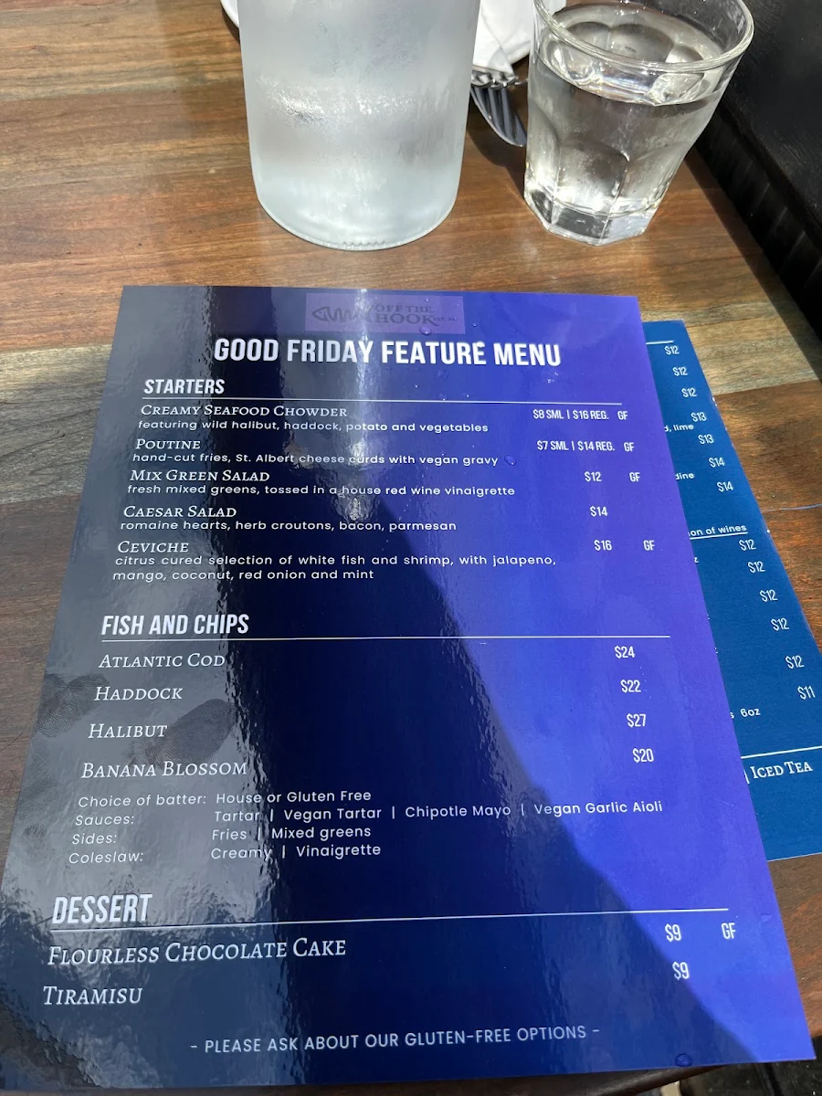Menu, Off The Hook Fishbar