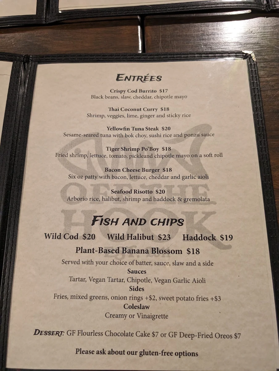 Menu, Off The Hook Fishbar