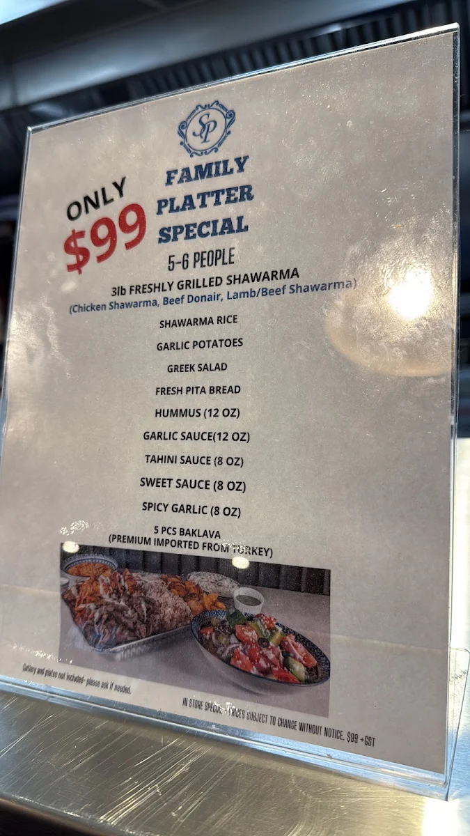 Menu, Shawarma Palace- Walden