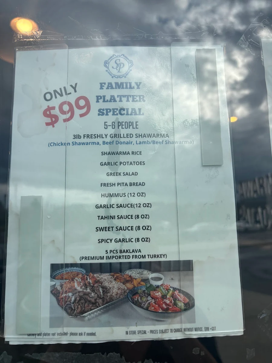 Menu, Shawarma Palace- Walden