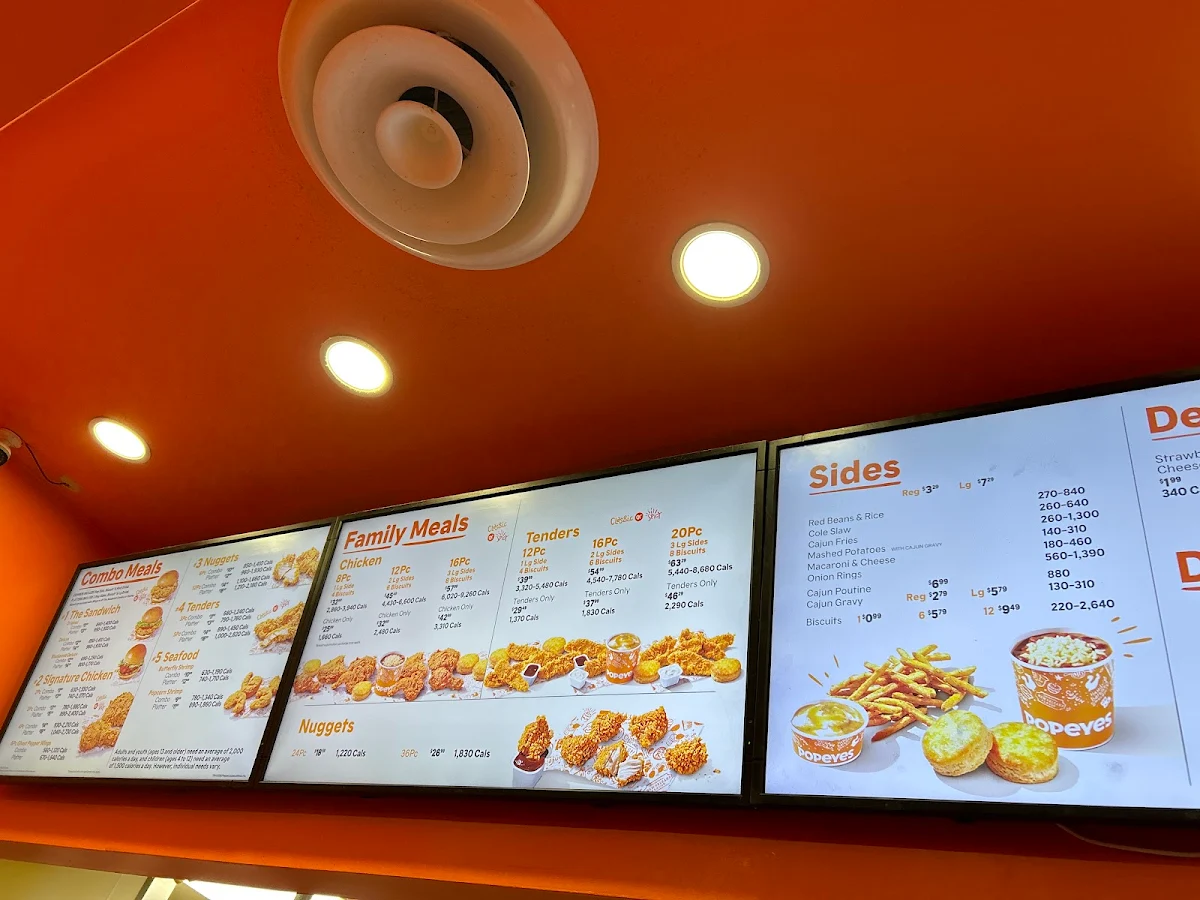 Menu, Popeyes Louisiana Kitchen