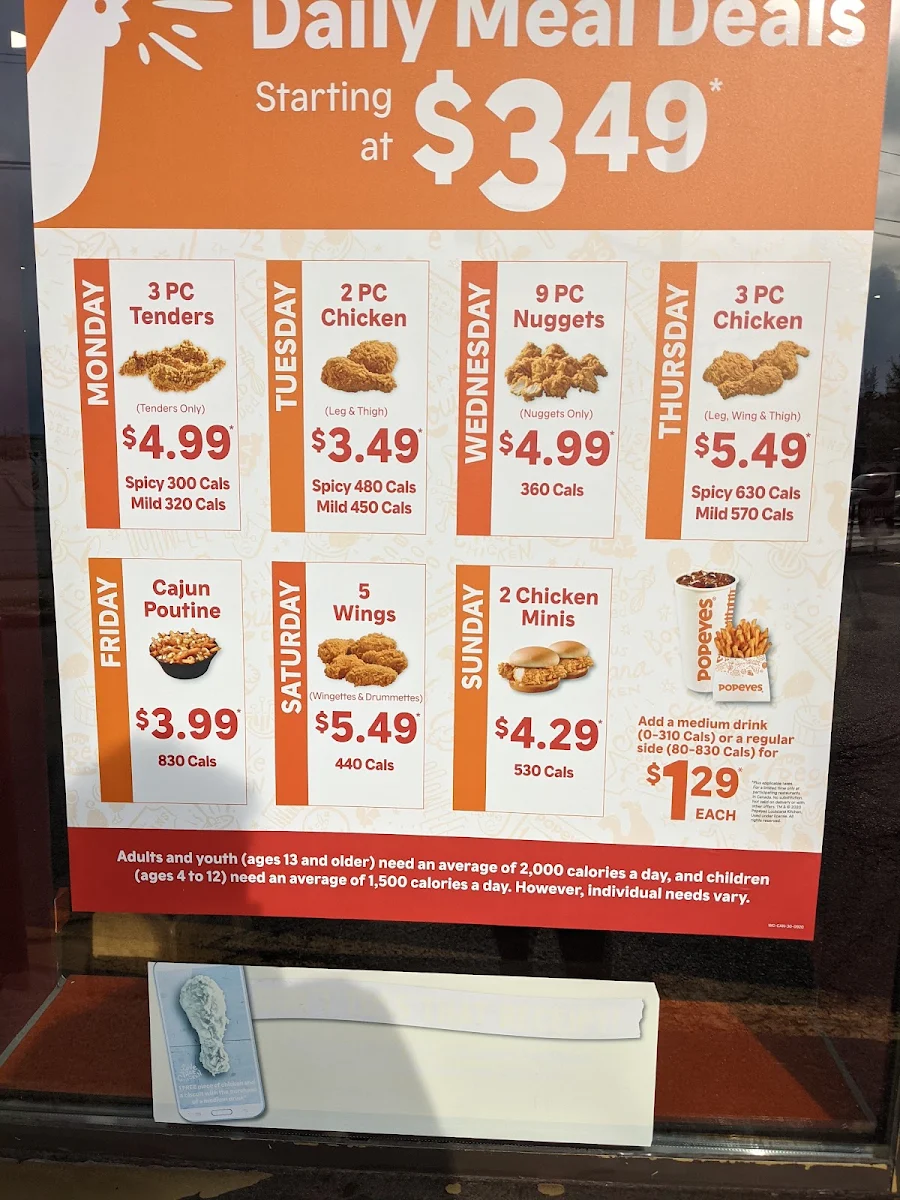 Menu, Popeyes Louisiana Kitchen