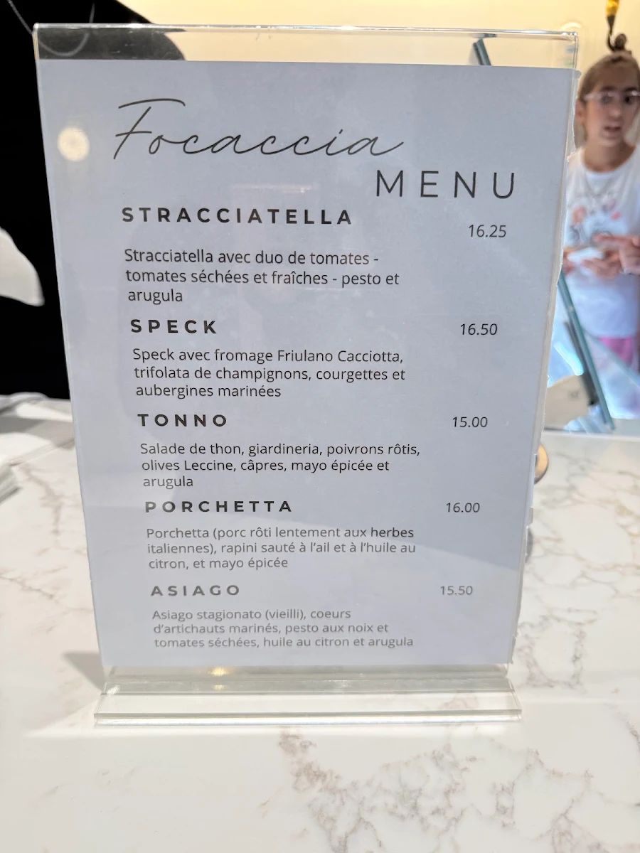 Menu, Angelini Café