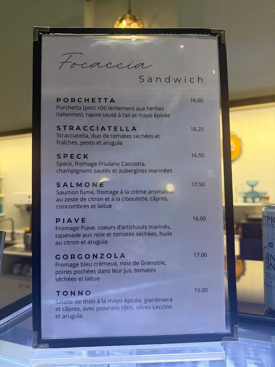 Menu, Angelini Café
