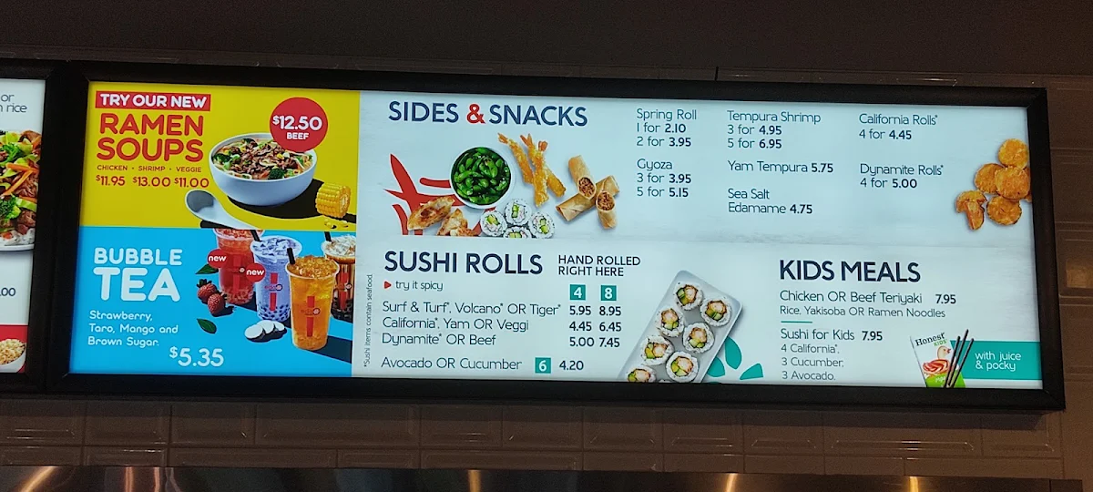 Menu, Edo Japan