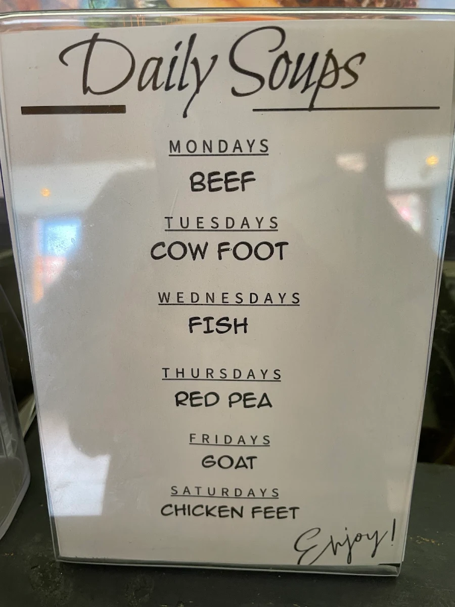Menu, The Caribbean DutchPot