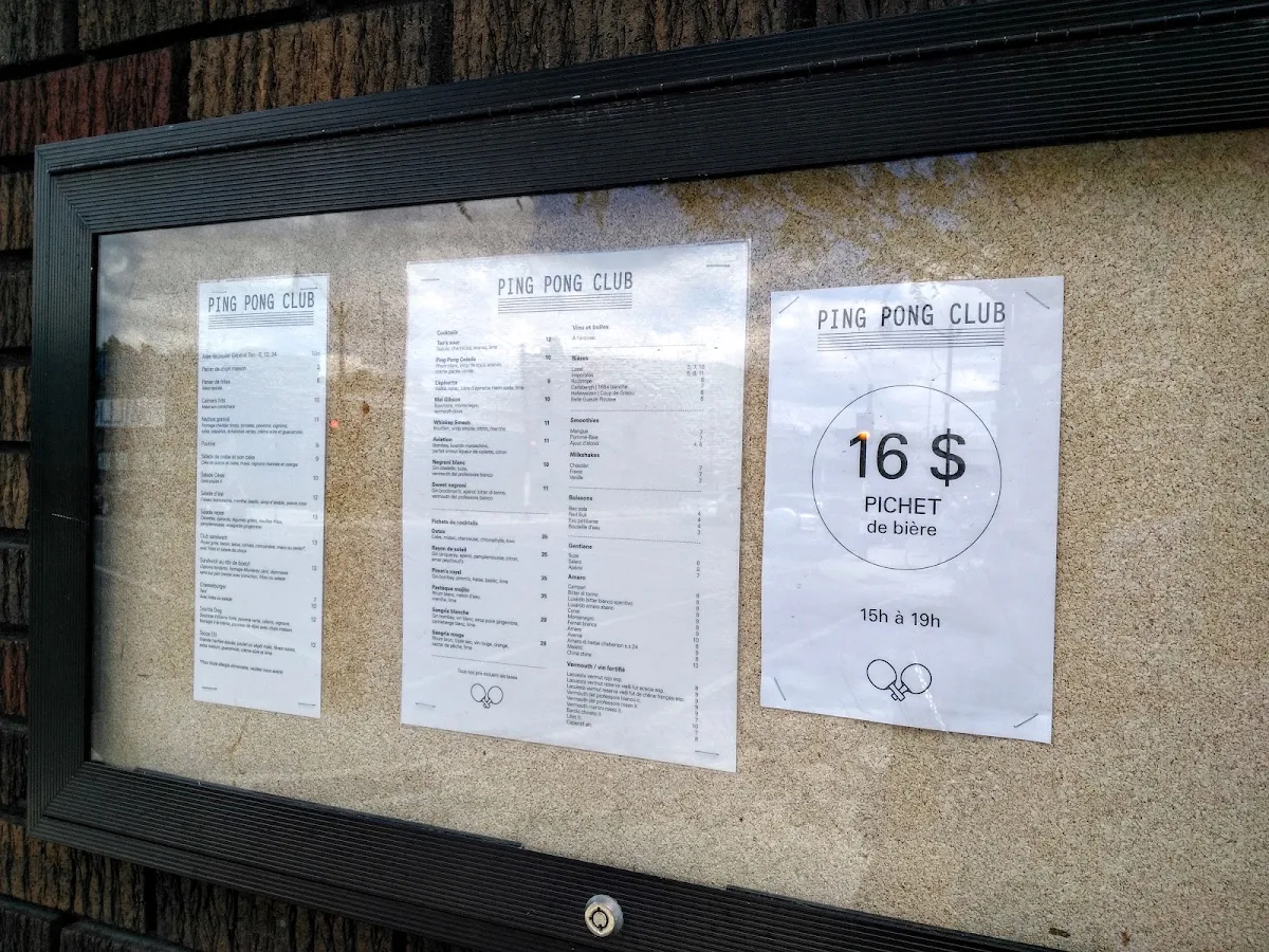 Menu, Ping Pong Club