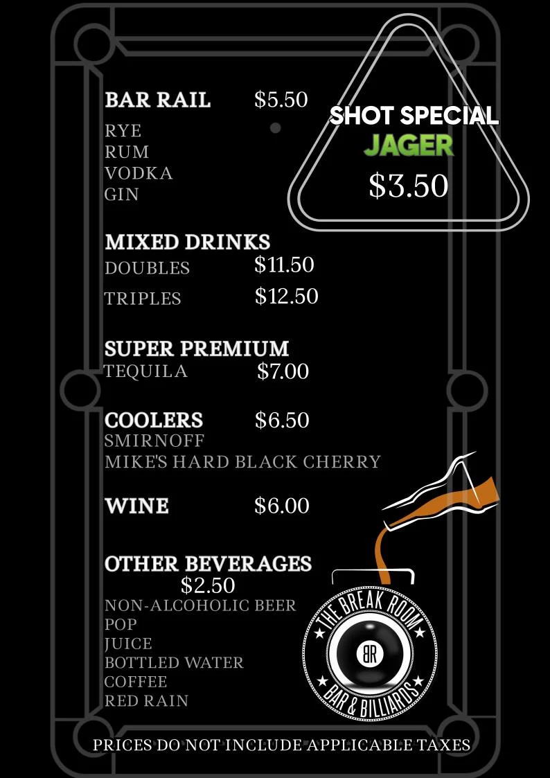 Menu, The Break Room
