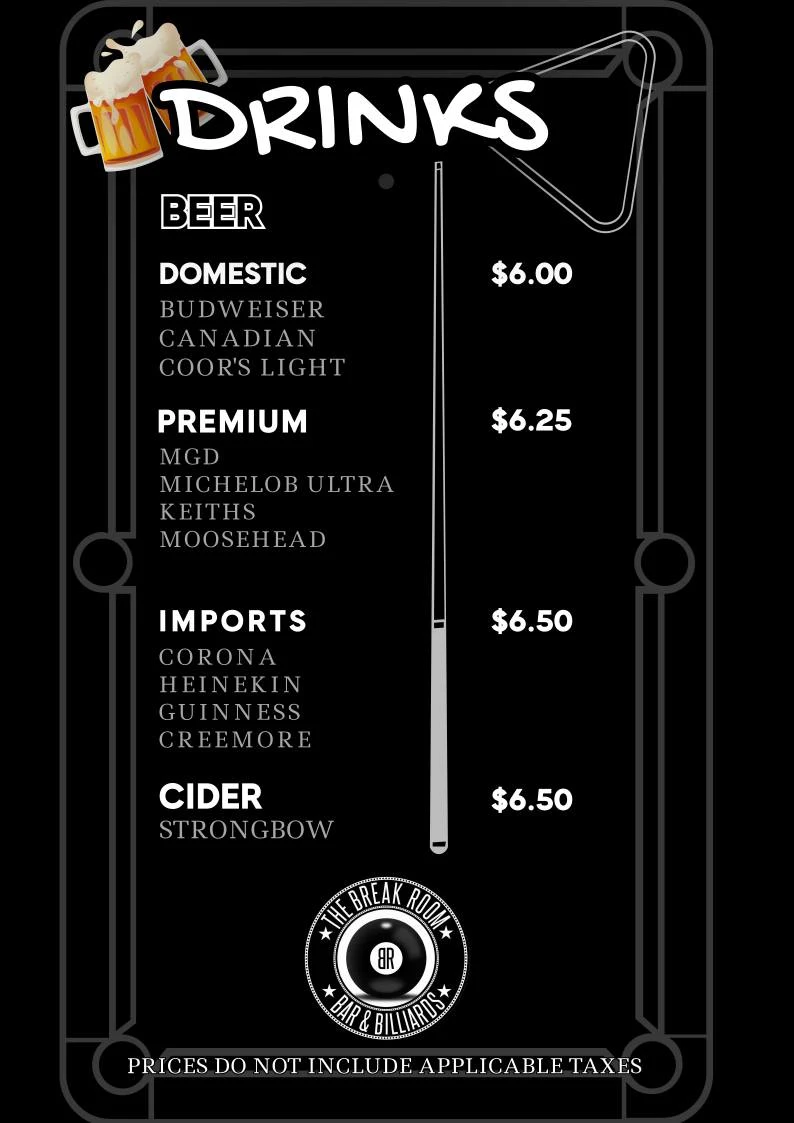 Menu, The Break Room