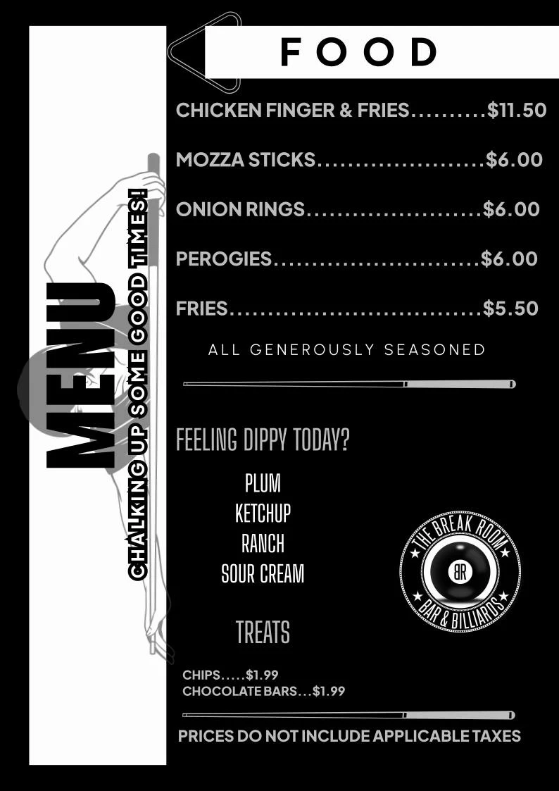 Menu, The Break Room
