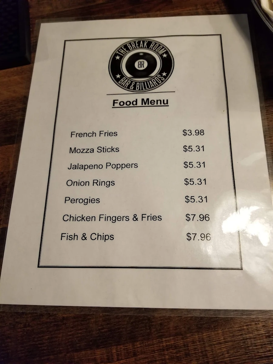 Menu, The Break Room