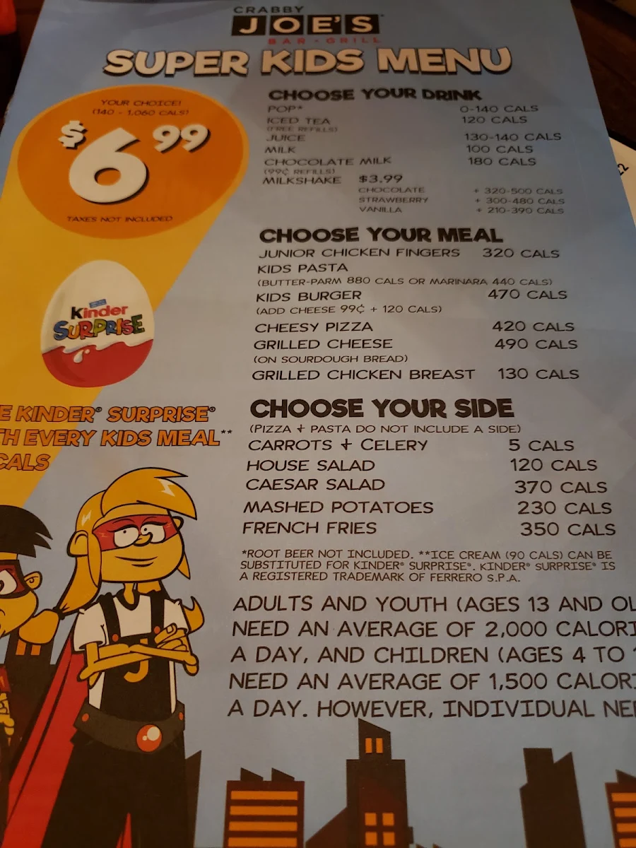 Menu, Crabby Joe's Bar • Grill