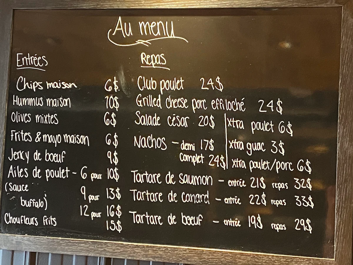 Menu, Microbrasserie Le Saint-Colomb