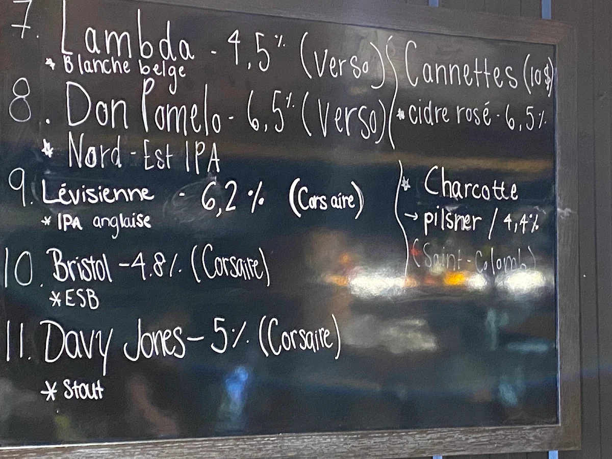 Menu, Microbrasserie Le Saint-Colomb