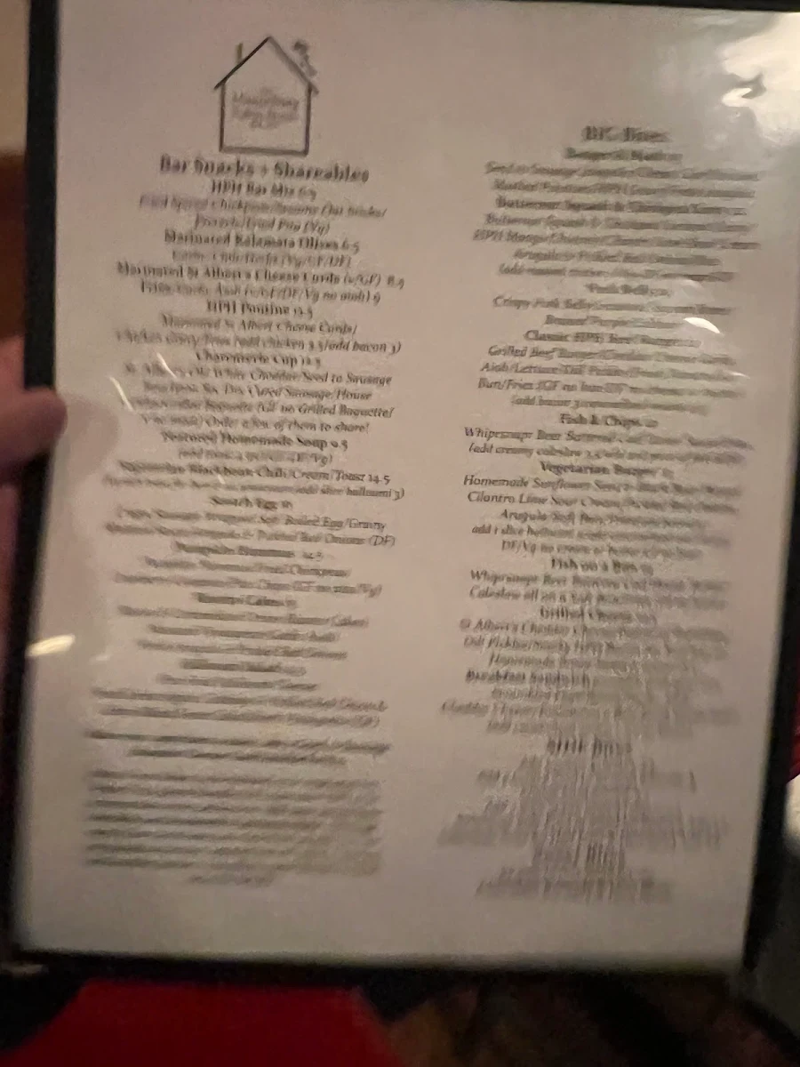 Menu, The Hintonburg Public House