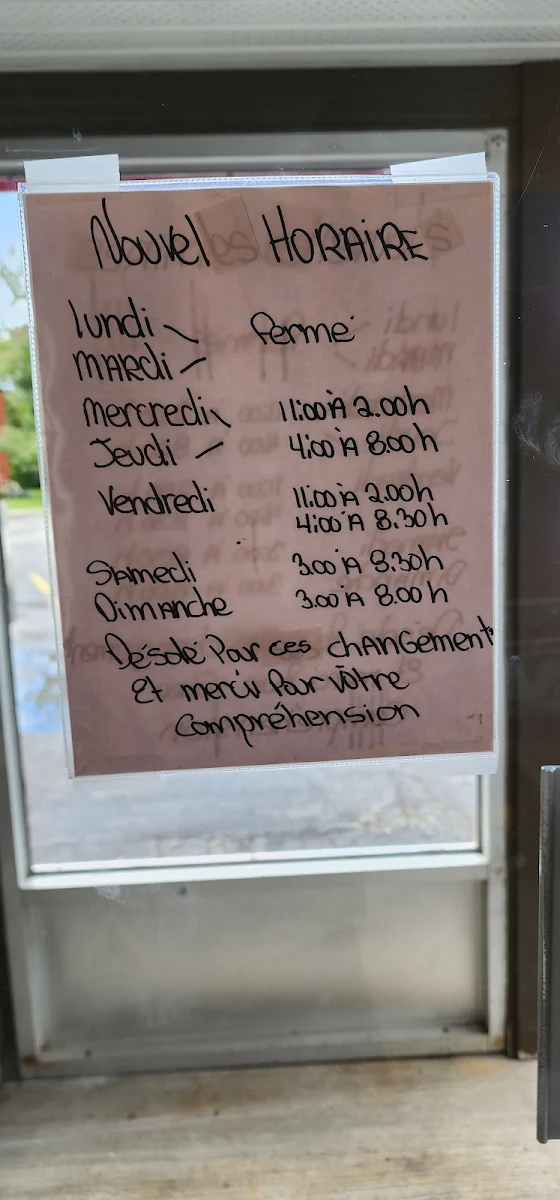 Menu, Au Gourmet Chinois