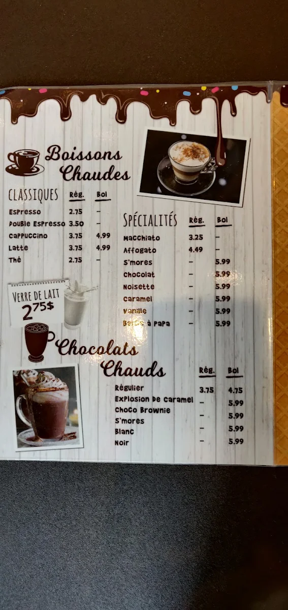 Menu, Gaufres & Glaces Beaubien