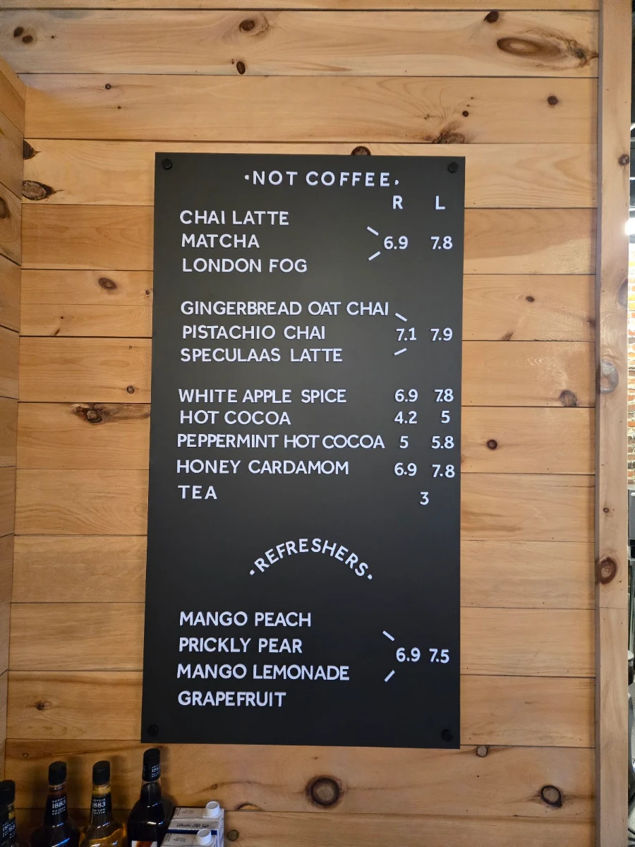 Menu, Benji's Coffee Bar