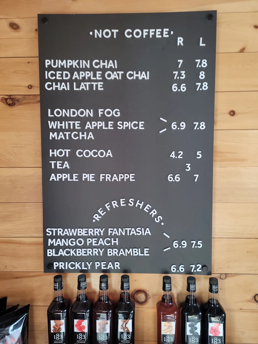 Menu, Benji's Coffee Bar