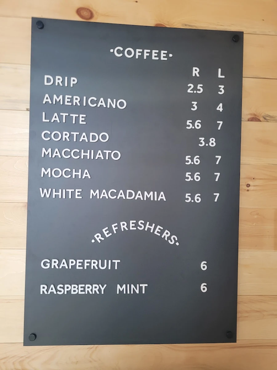 Menu, Benji's Coffee Bar