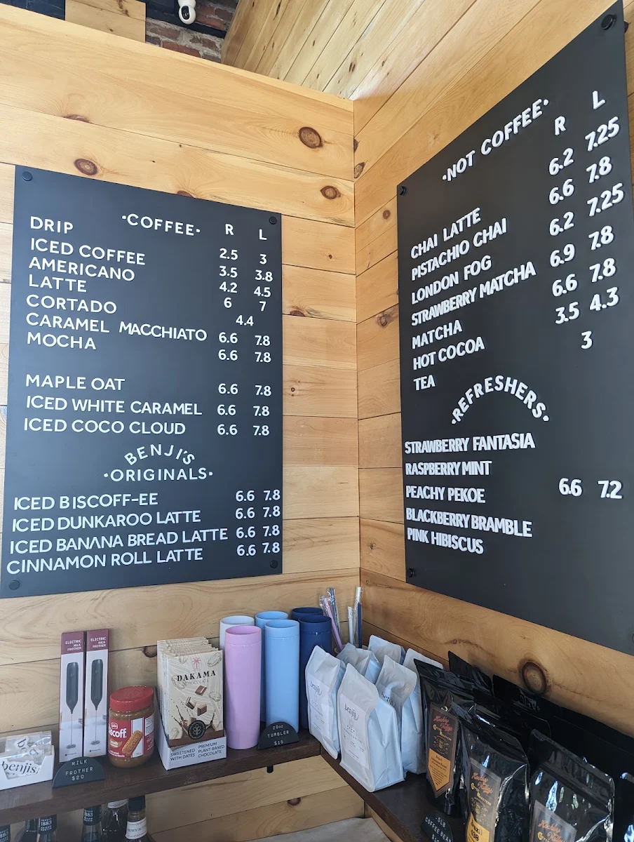 Menu, Benji's Coffee Bar