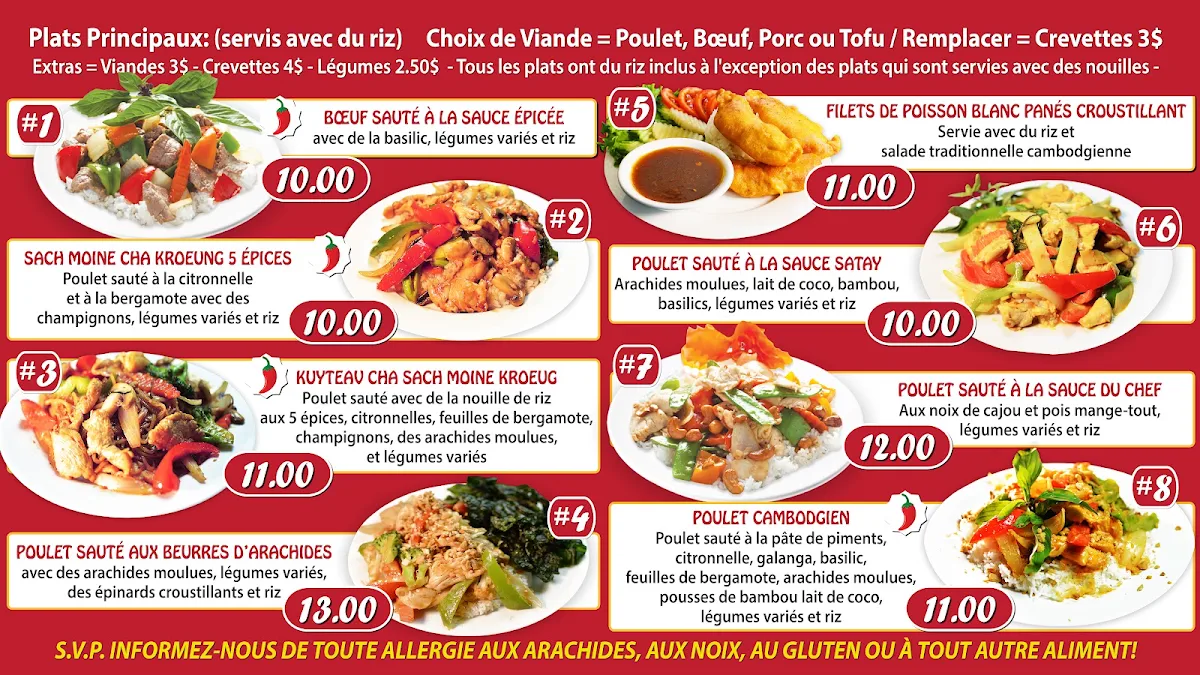 Menu, Angkor Grill