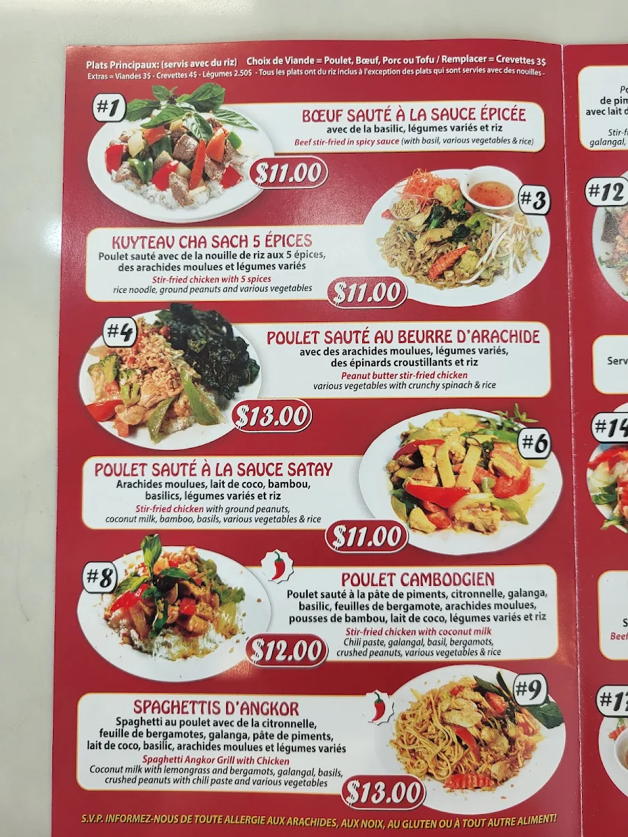 Menu, Angkor Grill