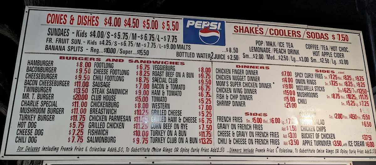Menu, Dairy Freez