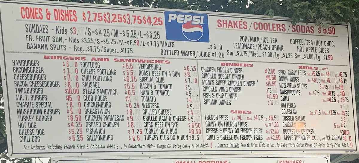 Menu, Dairy Freez