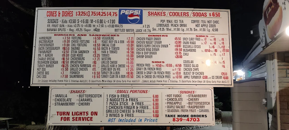 Menu, Dairy Freez