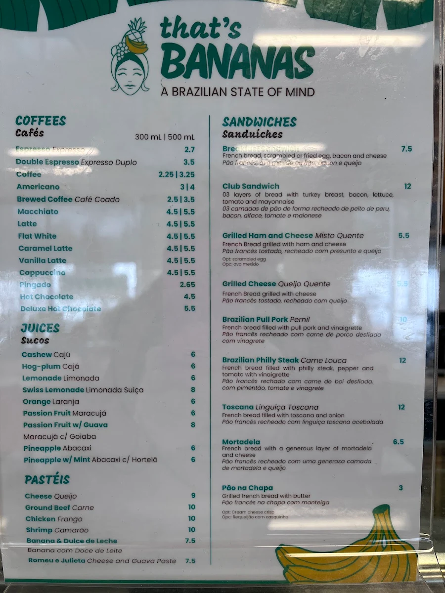 Menu, That's Bananas