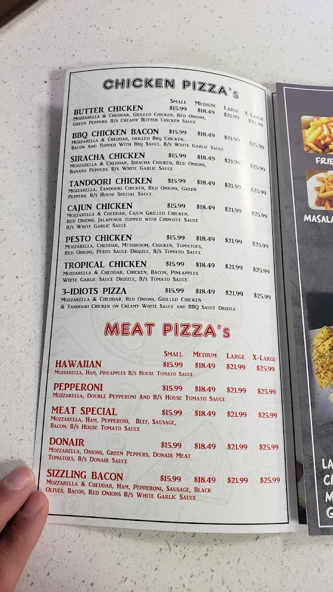 Menu, Tossing Pizzeria - Enterprise Way