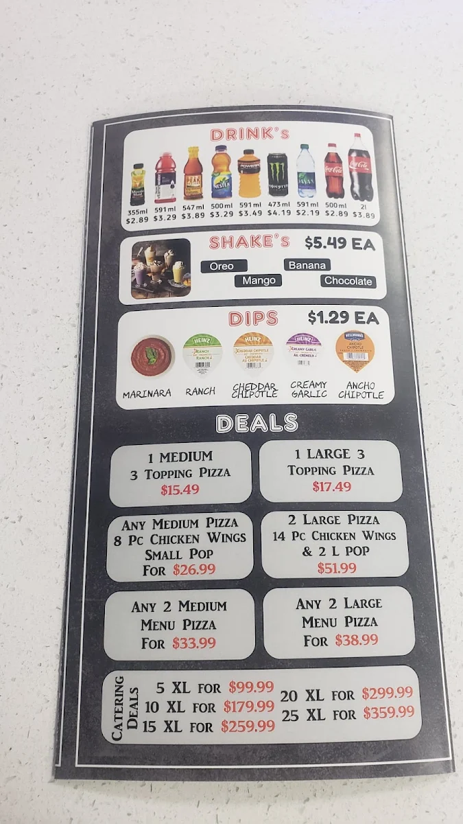 Menu, Tossing Pizzeria - Enterprise Way