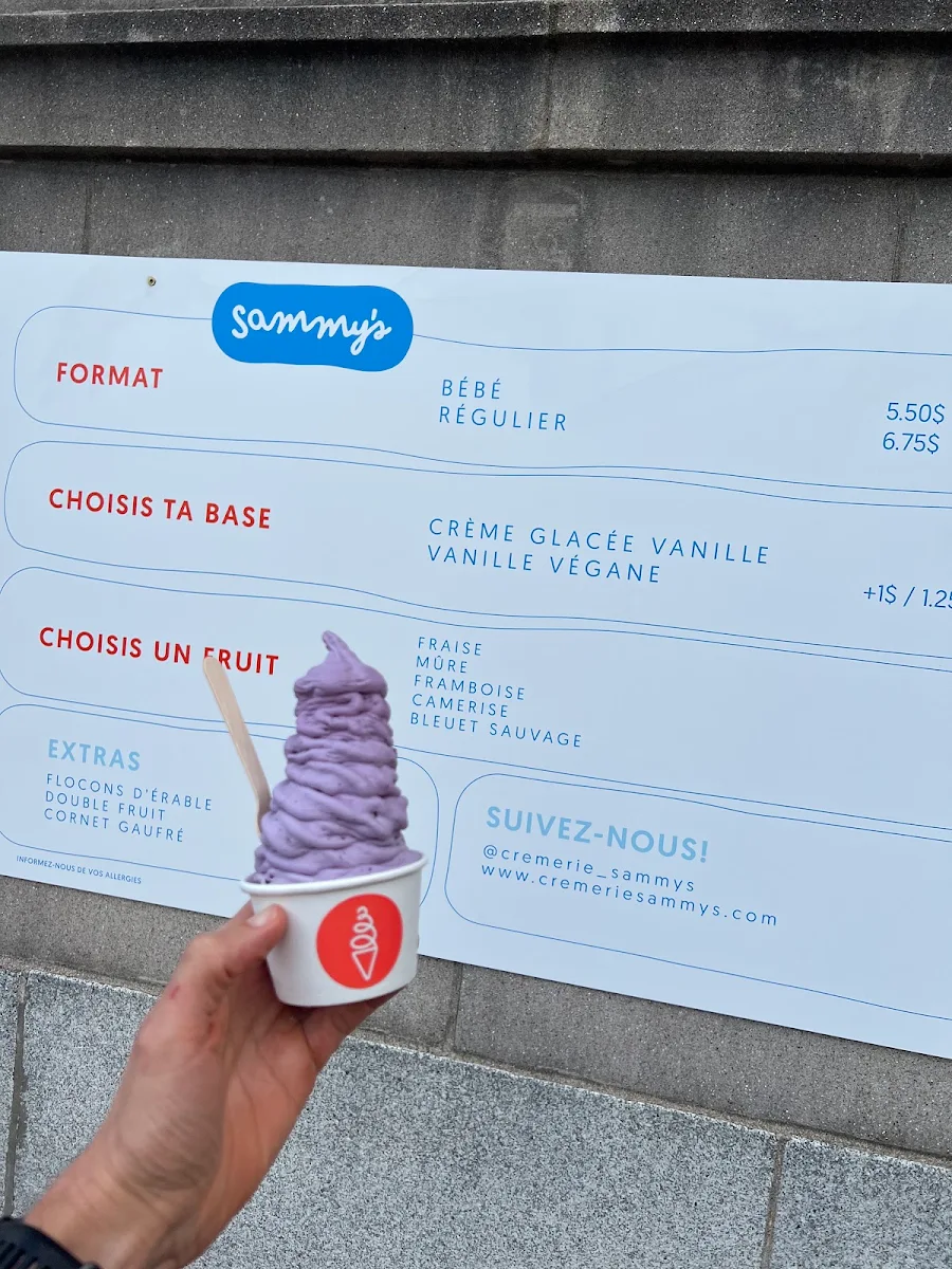 Menu, Crèmerie Sammy's