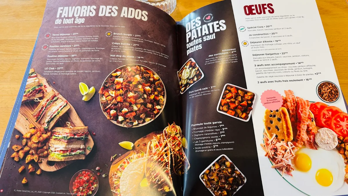 Menu, Cora