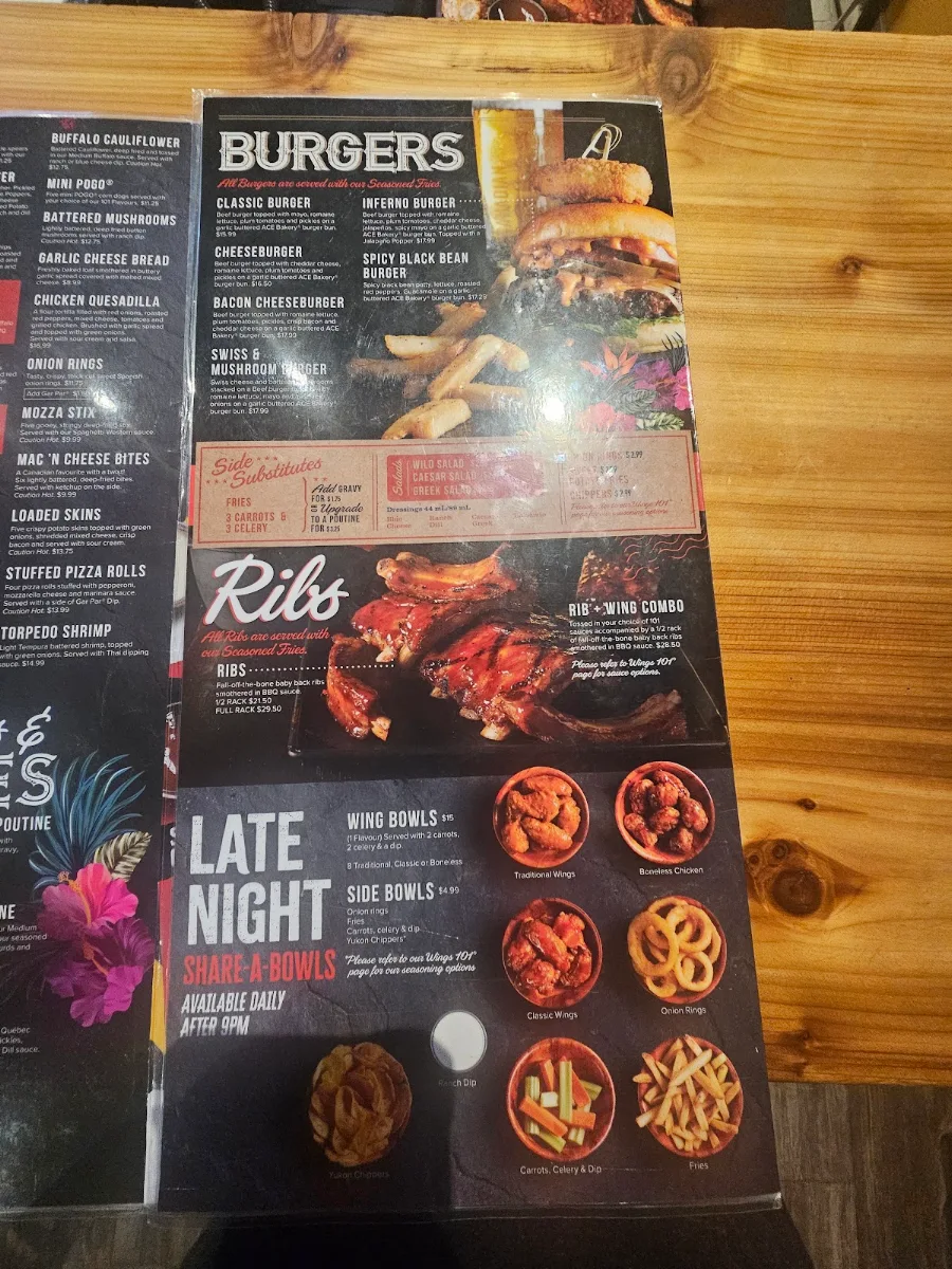 Menu, Wild Wing