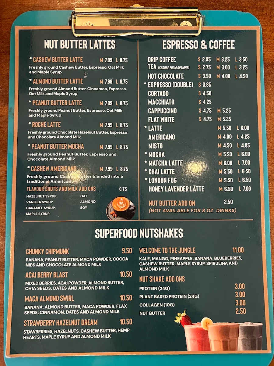 Menu, The Roasted Nut - Nuttery & Café